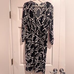 White House Black Market - Black and White Wrap Dress